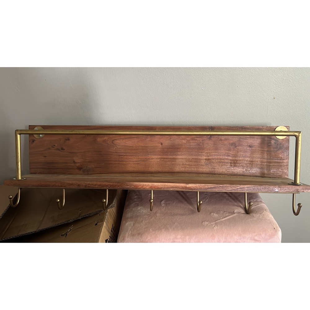 wooden coat hanger, hooks 7. brand new, never hung up.